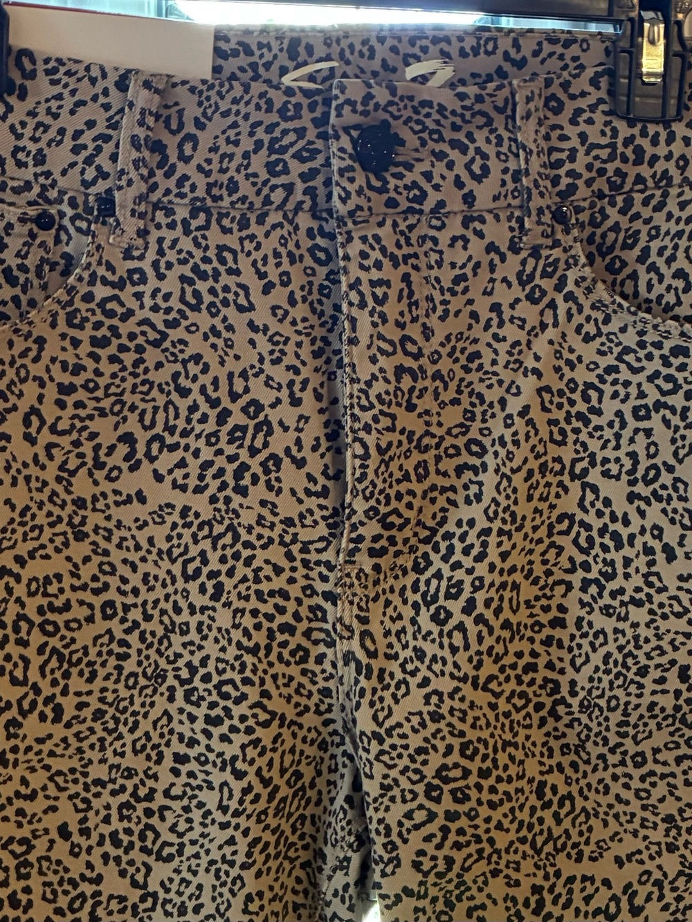 Seven7 Brand Leopard Print High-Waist Jeans - Tan and Black